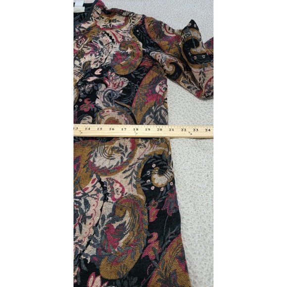 Units Womens Multicolored Reversible Tapestry Long Jacket Side Slits Medium Tall - Picture 11 of 14